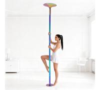 Pole Dance Barre de danse d'intérieur réglable en hauteur 223 à 274 cm Barre de gymnastique d'intérieur pour la maison Diamètre 45 mm statique et rotative Montage sans perçage Finition arc-en-ciel