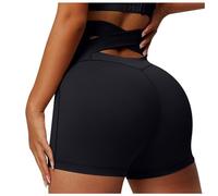 Pole Dance Tenue Sexy Chic avec Taille Arrière Croisé Short Sport Femme Taille Haute Push Up Pole Dance Short Cycliste Femme sans Couture Running Shorts Women Legging Court de Yoga Collant Shorty