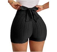 Pole Dance Tenue Sexy, Short Sport Femme Booty Scrunch Butt, Cycliste Femme Taille Haute Short Pole Dance Femmes Push Up, Shorts Running Femmes sans Couture Shorts avec Noeud, Legging Court Sport