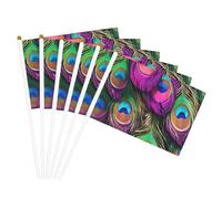 Pôle de drapeau portable imprimé plumes de paon coloré pour décoration d'événements polyvalents