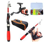 Pole de pêche pour Enfants 4pcs / Ensemble Télescopique Portable Mini Kids Pissing Rod Starter Set Guide Guide Ring Fibre Vergure Lure Rod pour débutant, Rouge