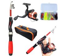 Pole de pêche pour Enfants 4pcs / Ensemble Télescopique Portable Mini Kids Pissing Rod Starter Set Guide Guide Ring Fibre Vergure Lure Rod pour débutant, Rouge