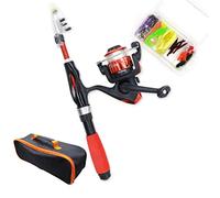 Pole de pêche pour enfants et plaquette de tacle portable Télescopique Table à pêche combos Taquer Kits complets avec sac voyage à appâts doux pour les jeunes filles garçons, canne télescopique et