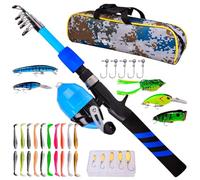 Pole de pêche pour Tout-Petits, Canne à pêche pour Les | Pole de télescopique pour avec Sac | Combinaisons de Canne à Poisson et de Moulinet résistant à l'usure pour Le Camping, la randonnée, Le