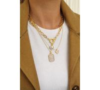 Pole Star Pearl Enamel Necklace Set Three Piece Layered Adjustable Fashion Jewelry Gift for Her