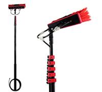 Pôle télescopique de nettoyage de fenêtre de 3,7 à 11 m avec brosse alimentée en eau - Nettoyant extensible pour panneaux solaires - Outil de lavage extérieur pour un nettoyage efficace (pas de