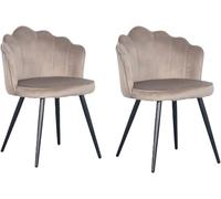 Pole to Pole Chaise Fauteuil Salle Manger Crown - Chaises Cuisine Lot de 2 - Chaise Salle a Manger Velours - Sable Blanc