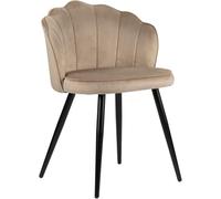 Pole to Pole Chaise Fauteuil Salle Manger Crown - Chaises Cuisine Moderne - Chaise Salle a Manger Velours - Sable Blanc