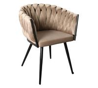 Pole to Pole Chaise Fauteuil Salle Manger Wave - Chaises Cuisine Moderne - Chaise Salle a Manger Velours - Sable Blanc