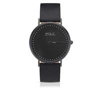 Pole Watches Montre Analogique Quartz Mono-Aiguille pour Homme Cadran Noir et Bracelet en Cuir Noir Modèle Classic Raven C-1002NE-NE07