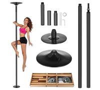 Poledance Barre de pole dance professionnelle, réglable en hauteur 223-280 cm, statique et rotative, avec rallonge, acier chromé, capacité de charge 200 kg, pour pole dance, gymnastique, fitness