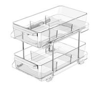 Polegas Organiseur d'épices pour réfrigérateur de cuisine multifonction en acrylique avec tiroir coulissant, organisateur d'évier sous l'évier, étagère à 2 niveaux pour pots de rangement