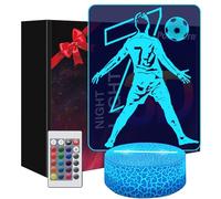 Polemera Cadeau Foot Garcon, Veilleuse 3D Illusion Football pour enfants en 16 couleurs, Cadeau garçon 7 8 9 10 11 12 13 14 ans, Lampe foot, Decoration Chambre, Chambre enfant garcon (PT-Player #7)