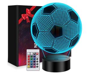 Polemera Cadeau garçon 5 6 7 8 9 10 11 12 13 ans, Cadeau Lampe Foot Garcon | Veilleuse 3D Illusion Football pour enfants en 16 couleurs, Decoration Chambre, Chambre enfant garcon, Cadeau d'anniversaire