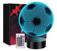 Polemera Cadeau garçon 7 8 9 10 11 12 13 14 ans, Cadeau Foot Garcon, Veilleuse 3D Illusion Football pour enfants en 16 couleurs, Lampe foot, Decoration Chambre, Chambre enfant garcon