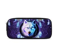 POLERO Dreamcatcher Wolf Trousse à Crayons pour Filles garçons Enfants Loups école Bureau Organisateur Pochette