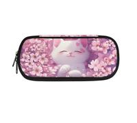 POLERO Jolie trousse à crayons portable pour filles et garçons pour l'école, le bureau, la papeterie, la trousse à stylos, Chat fleur de cerisier, Taille unique, Cartable