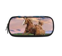 POLERO Jolie trousse à crayons portable pour filles et garçons pour l'école, le bureau, la papeterie, la trousse à stylos, Cheval bébé et maman, Taille unique, Cartable