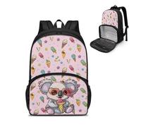 POLERO Sac à dos avec compartiment isotherme pour garçons et filles, joli cartable pour enfants, Crème glacée au koala, taille unique