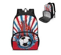 POLERO Sac à dos avec compartiment isotherme pour garçons et filles, joli cartable pour enfants, football, taille unique