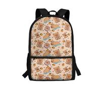 POLERO Sac à dos imprimé pour adolescents, sac à dos de voyage décontracté, sac à dos à fermeture éclair, cartable pour enfants, Motif orange Capybara, M, Décontracté