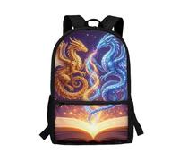 POLERO Sac à dos imprimé pour adolescents, sac à dos de voyage décontracté, sac à dos à fermeture éclair, cartable pour enfants, Dragon Book, M, Décontracté