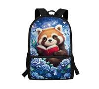 POLERO Sac à dos imprimé pour adolescents, sac à dos de voyage décontracté, sac à dos à fermeture éclair, cartable pour enfants, Red Panda Red Book, M, Décontracté
