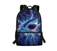 POLERO Sac à dos imprimé pour adolescents, sac à dos de voyage décontracté, sac à dos à fermeture éclair, cartable pour enfants, Shark Lightning, M, Décontracté