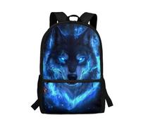 POLERO Sac à dos pour enfants, préscolaire, école primaire, sac à dos pour filles, sac à dos décontracté léger, Loup de feu, taille unique