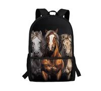 POLERO Sac à dos pour garçons pour enfants préscolaire primaire sac à livres décontracté sac à dos léger pour filles, Motif chevaux, taille unique