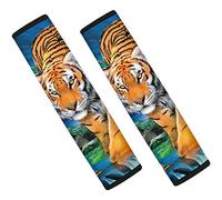 POLERO Tiger Cool Coussinets de ceinture de sécurité pour enfants et adultes - Ajustement universel - Pour ceinture de sécurité de voiture / sac - Doux et confortable pour la conduite/les voyages