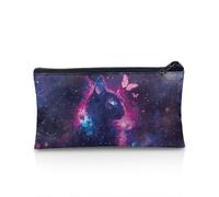 POLERO Trousse à crayons avec fermeture éclair pour filles et garçons, Chat noir galaxie papillon, Taille unique, Cartable