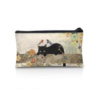 POLERO Trousse à crayons avec fermeture éclair pour filles et garçons, Chat Noir Oiseau Fleurs, Taille unique, Cartable