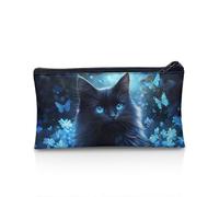 POLERO Trousse à crayons avec fermeture éclair pour filles et garçons, Chat Noir Papillon Bleu, Taille unique, Cartable