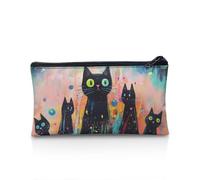 POLERO Trousse à crayons avec fermeture éclair pour filles et garçons, Peinture chat noir, Taille unique, Cartable