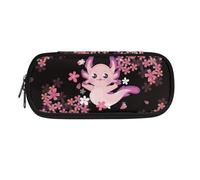 POLERO Trousse à crayons avec impression 3D - Fermeture éclair - Pour bureau - Organiseur de papeterie scolaire, Axolotl Fleurs de cerisier, Taille unique, Cartable