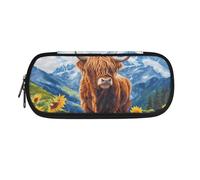 POLERO Trousse à crayons de dessin animé pour garçons et filles - Trousse de papeterie mignonne - Fournitures de bureau, Vache Highland Tournesol Moutain, Taille unique, Cartable