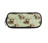 POLERO Trousse à crayons de dessin animé pour garçons et filles - Trousse de papeterie mignonne - Fournitures de bureau, Fleurs de vache Highland, Taille unique, Cartable