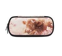 POLERO Trousse à crayons de dessin animé pour garçons et filles - Trousse de papeterie mignonne - Fournitures de bureau, Vache Highland endormie, Taille unique, Cartable