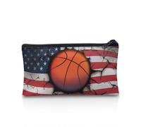 POLERO Trousse à crayons pour bureau, école, papeterie, trousse à crayons avec fermeture éclair pour garçons et filles, Drapeau des États-Unis Basketball, Taille unique, Cartable
