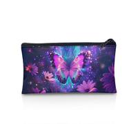 POLERO Trousse à crayons pour filles et garçons - Jolie trousse de rangement pour fournitures scolaires - Pochette à fermeture éclair, Papillon Fleur Galaxie, Taille unique, Cartable