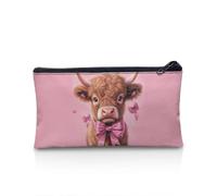 POLERO Trousse à crayons pour filles et garçons - Trousse à crayons avec fermeture éclair pour bureau, Bowknot vache Highland, Taille unique, Cartable