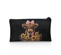 POLERO Trousse à crayons pour filles et garçons - Trousse à crayons avec fermeture éclair pour bureau, Vache Highland Bowknot Tournesol, Taille unique, Cartable