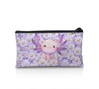 POLERO Trousse à crayons pour filles et garçons - Trousse à crayons avec fermeture éclair pour bureau, Axolotl Purple Daisy, Taille unique, Cartable