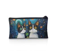 POLERO Trousse à crayons pour filles et garçons - Trousse à crayons avec fermeture éclair pour bureau, Chat abstrait galaxie, Taille unique, Cartable