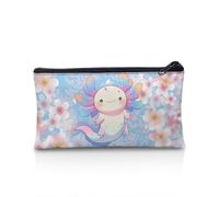 POLERO Trousse à crayons pour filles et garçons - Trousse à crayons avec fermeture éclair pour bureau, Axolotl Fleurs en fleurs, Taille unique, Cartable