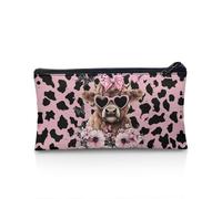 POLERO Trousse à crayons pour filles et garçons - Trousse à crayons avec fermeture éclair pour bureau, Vache Highland avec lunettes de soleil, Taille unique, Cartable