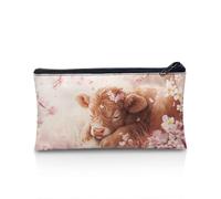 POLERO Trousse à crayons pour filles et garçons - Trousse à crayons avec fermeture éclair pour bureau, Vache Highland endormie, Taille unique, Cartable
