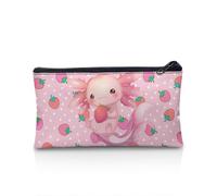 POLERO Trousse à crayons pour filles et garçons - Trousse à crayons avec fermeture éclair pour bureau, Axolotl Fraise, Taille unique, Cartable