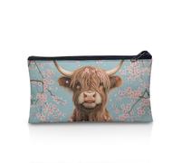 POLERO Trousse à crayons pour filles et garçons - Trousse à crayons avec fermeture éclair pour bureau, Vache Highland Cherry Blossom, Taille unique, Cartable